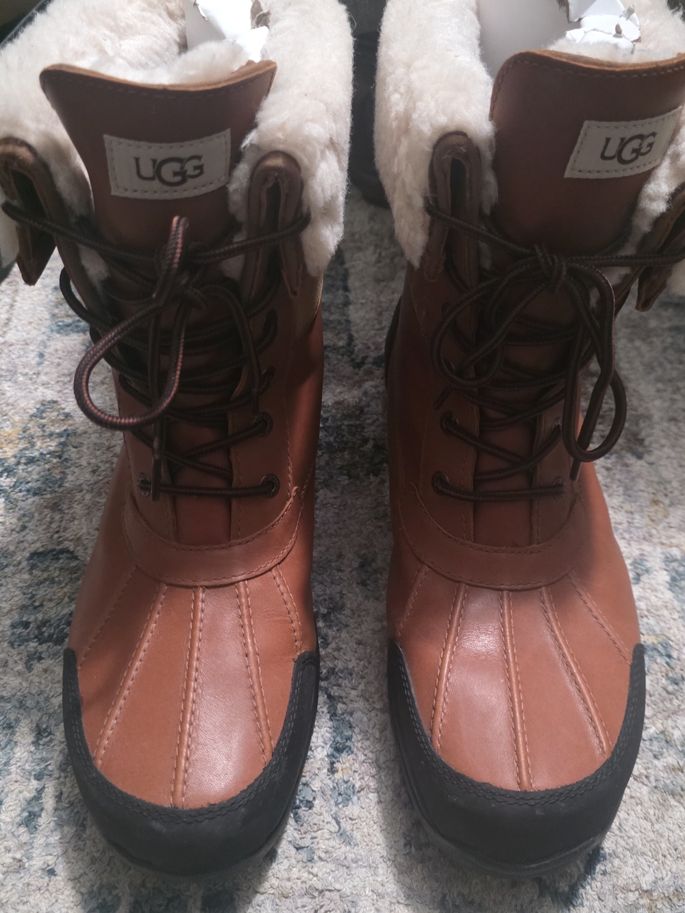 UGG Adirondack Lace-Up BUTTE Brown Shearling Winter Boots Size 14